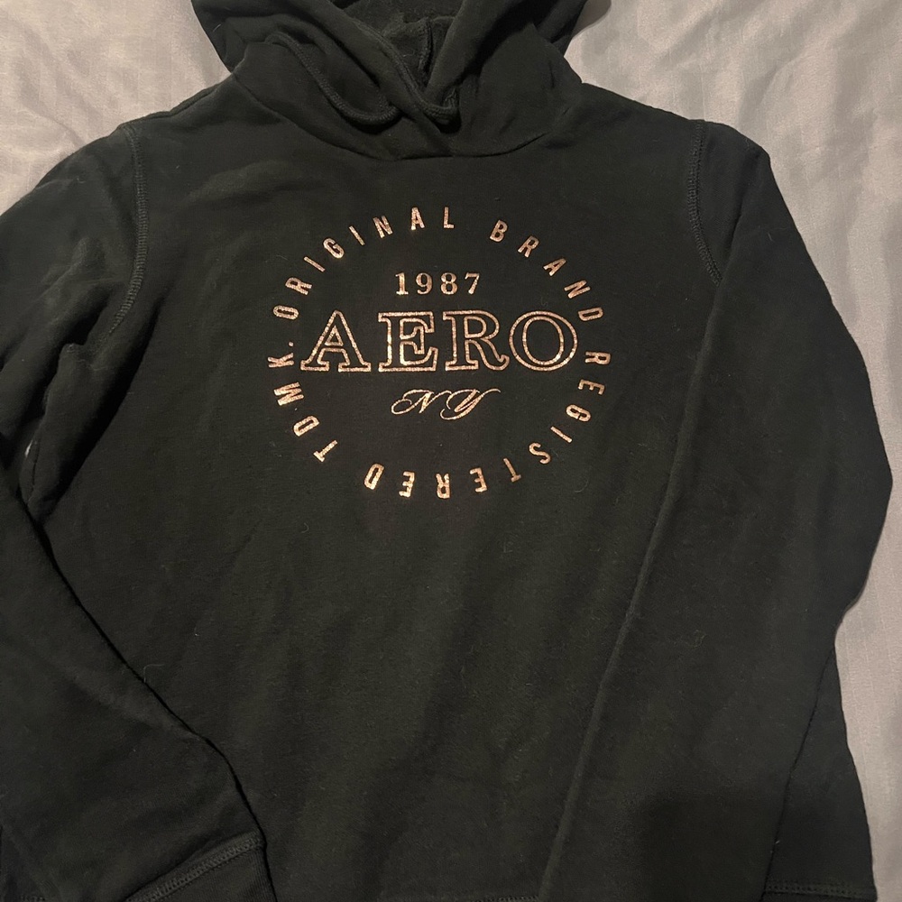 Aeropostale black hoodie with rose gold print women’s XS